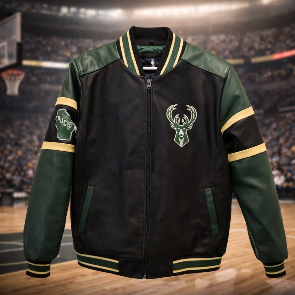AUTHENTIC MILWAUKEE BUCKS LEATHER TEAM JACKET